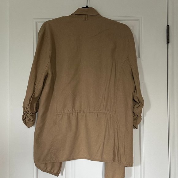 Jules & Leopold Woman Tan Linen Blend Open Blazer - Picture 5 of 5